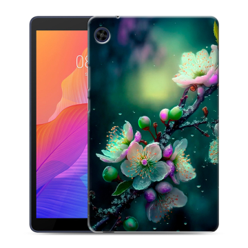 Силиконовый чехол на Huawei MatePad T8 с принтом Цветы и мрамор