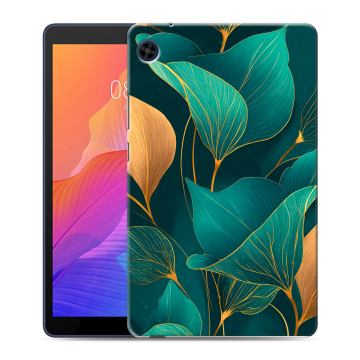 Силиконовый чехол на Huawei MatePad T8 с принтом Листья и золото