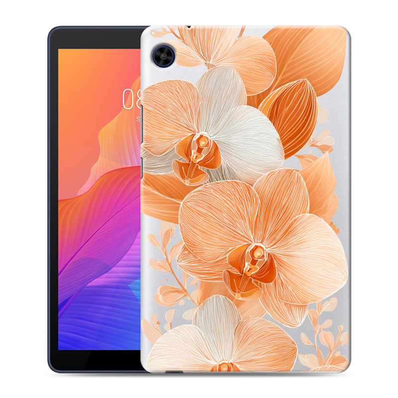 Силиконовый чехол на Huawei MatePad T8 с принтом Бежевые цветы Силиконовый чехол на Huawei MatePad T8 с принтом Бежевые цветы