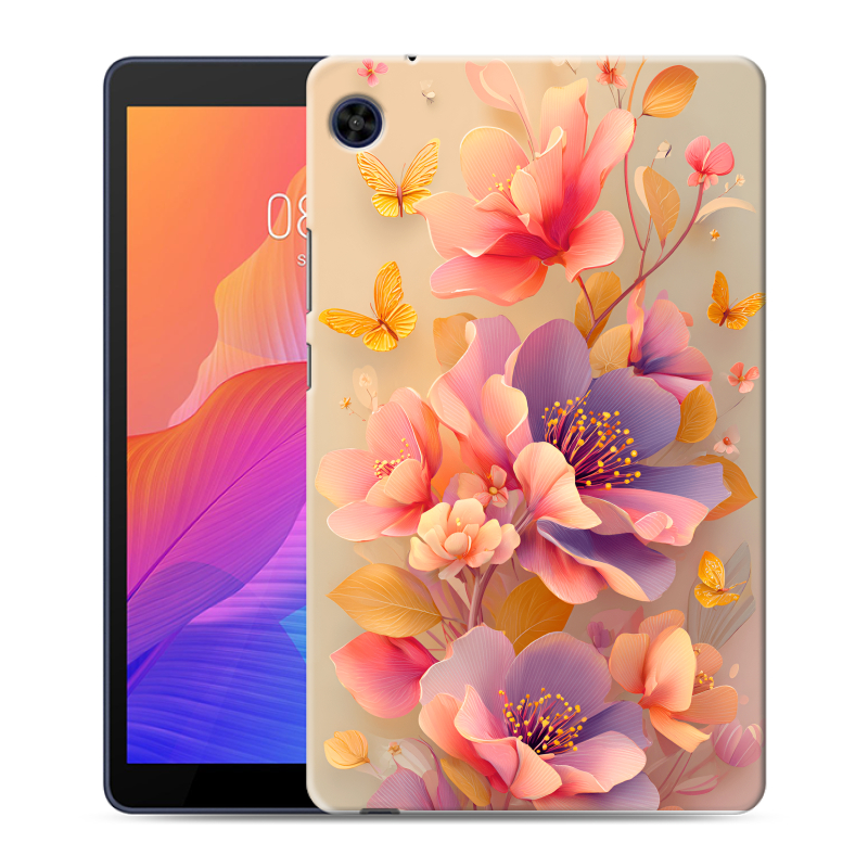 Силиконовый чехол на Huawei MatePad T8 с принтом Цветы и бабочки Силиконовый чехол на Huawei MatePad T8 с принтом Цветы и бабочки
