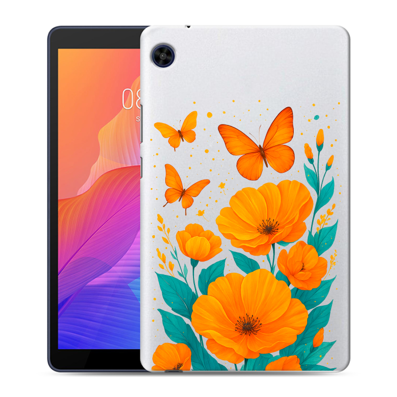 Силиконовый чехол на Huawei MatePad T8 с принтом цветы бабочки Силиконовый чехол на Huawei MatePad T8 с принтом цветы бабочки