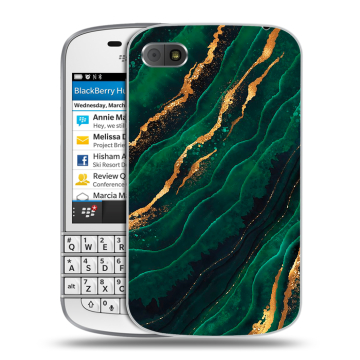 Пластиковый чехол на BlackBerry Q10 с принтом Мрамор зеленое золото Пластиковый чехол на BlackBerry Q10 с принтом Мрамор зеленое золото
