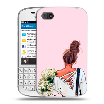 Пластиковый чехол на BlackBerry Q10 с принтом Девушка и букет Пластиковый чехол на BlackBerry Q10 с принтом Девушка и букет
