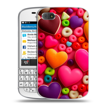 Пластиковый чехол на BlackBerry Q10 с принтом Сердечки Пластиковый чехол на BlackBerry Q10 с принтом Сердечки