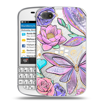 Пластиковый чехол на BlackBerry Q10 с принтом Бабочки и цветы Пластиковый чехол на BlackBerry Q10 с принтом Бабочки и цветы