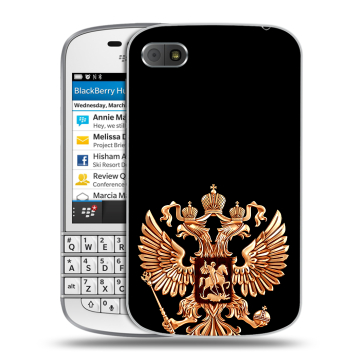 Пластиковый чехол на BlackBerry Q10 с принтом Герб России золотой