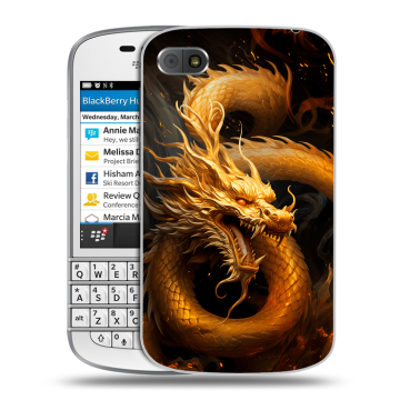 Пластиковый чехол на BlackBerry Q10 с принтом Золотой дракон