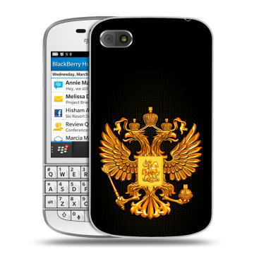 Пластиковый чехол на BlackBerry Q10 с принтом Герб России желтый Пластиковый чехол на BlackBerry Q10 с принтом Герб России желтый
