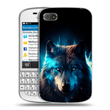 Пластиковый чехол на BlackBerry Q10 с принтом Волк ночной Пластиковый чехол на BlackBerry Q10 с принтом Волк ночной