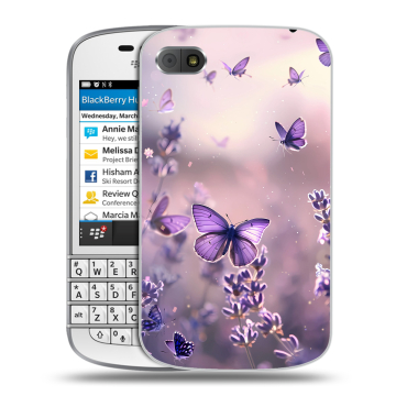 Пластиковый чехол на BlackBerry Q10 с принтом бабочки и лаванда Пластиковый чехол на BlackBerry Q10 с принтом бабочки и лаванда