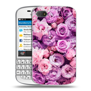 Пластиковый чехол на BlackBerry Q10 с принтом лавандовые розы