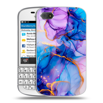 Пластиковый чехол на BlackBerry Q10 с принтом синий мрамор Пластиковый чехол на BlackBerry Q10 с принтом синий мрамор