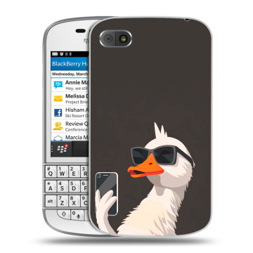 Пластиковый чехол на BlackBerry Q10 с принтом утка в очках Пластиковый чехол на BlackBerry Q10 с принтом утка в очках