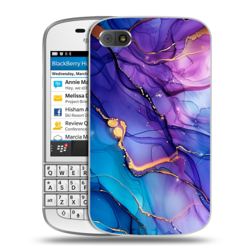 Пластиковый чехол на BlackBerry Q10 с принтом синий мрамор Пластиковый чехол на BlackBerry Q10 с принтом синий мрамор