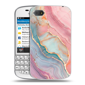 Пластиковый чехол на BlackBerry Q10 с принтом розовый мрамор Пластиковый чехол на BlackBerry Q10 с принтом розовый мрамор