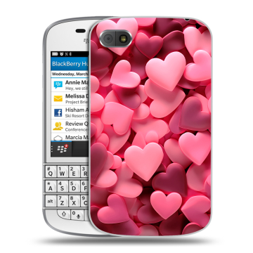 Пластиковый чехол на BlackBerry Q10 с принтом розовые сердечки Пластиковый чехол на BlackBerry Q10 с принтом розовые сердечки
