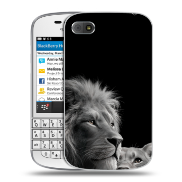 Пластиковый чехол на BlackBerry Q10 с принтом Лев кошки