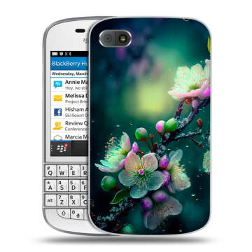 Пластиковый чехол на BlackBerry Q10 с принтом Цветы и мрамор Пластиковый чехол на BlackBerry Q10 с принтом Цветы и мрамор