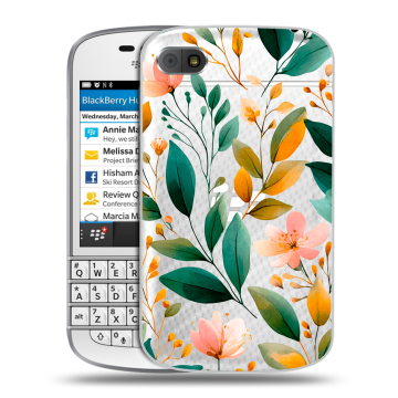 Пластиковый чехол на BlackBerry Q10 с принтом Цветы паттерн