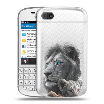 Пластиковый чехол на BlackBerry Q10 с принтом Львы