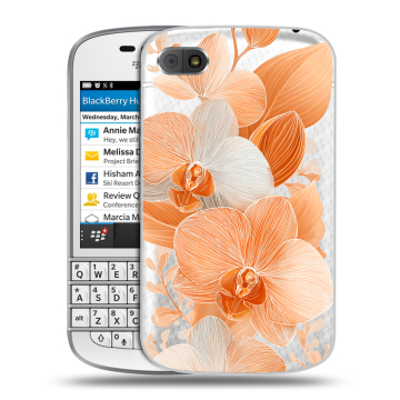 Пластиковый чехол на BlackBerry Q10 с принтом Бежевые цветы