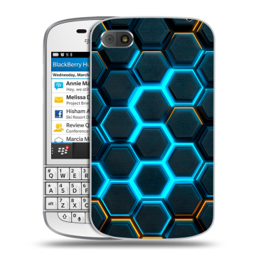 Пластиковый чехол на BlackBerry Q10 с принтом Неоновые соты