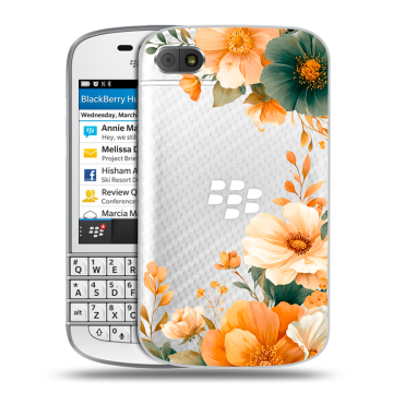 Пластиковый чехол на BlackBerry Q10 с принтом Цветы принт
