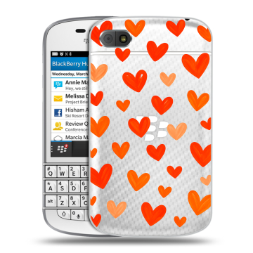 Пластиковый чехол на BlackBerry Q10 с принтом Сердечки