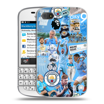 Пластиковый чехол на BlackBerry Q10 с принтом Man City Манчестер Сити