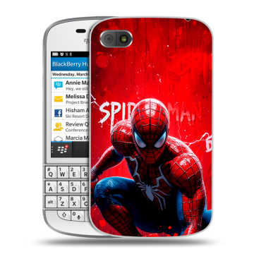 Пластиковый чехол на BlackBerry Q10 с принтом Spiderman Человек паук