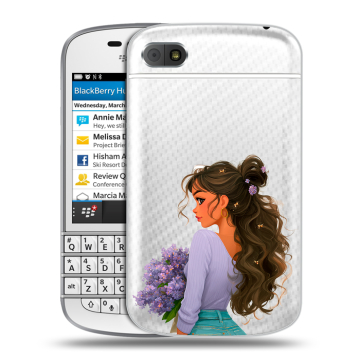 Пластиковый чехол на BlackBerry Q10 с принтом девушка цветы