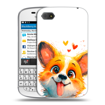 Пластиковый чехол на BlackBerry Q10 с принтом корги Пластиковый чехол на BlackBerry Q10 с принтом корги