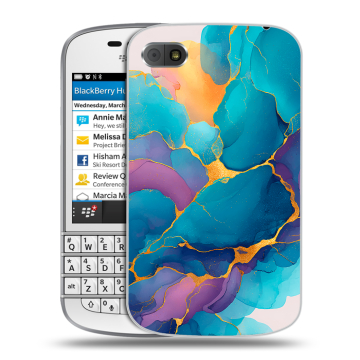 Пластиковый чехол на BlackBerry Q10 с принтом Мрамор блестки