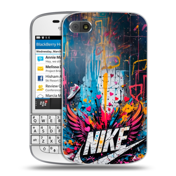 Пластиковый чехол на BlackBerry Q10 с принтом Nike Найк Пластиковый чехол на BlackBerry Q10 с принтом Nike Найк