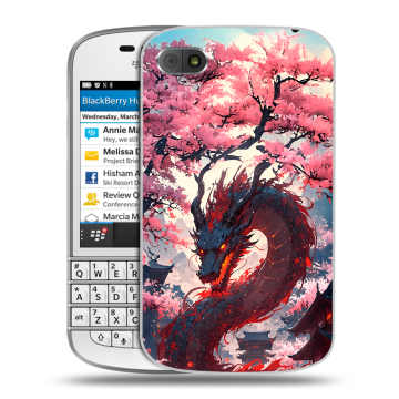 Пластиковый чехол на BlackBerry Q10 с принтом Дракон Японский Пластиковый чехол на BlackBerry Q10 с принтом Дракон Японский