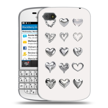 Пластиковый чехол на BlackBerry Q10 с принтом Y2K сердечки Пластиковый чехол на BlackBerry Q10 с принтом Y2K сердечки