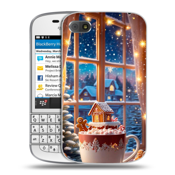 Пластиковый чехол на BlackBerry Q10 с принтом Новый год