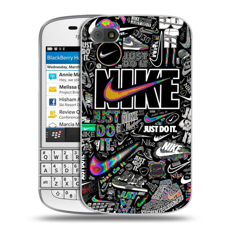 Пластиковый чехол на BlackBerry Q10 с принтом Найк Пластиковый чехол на BlackBerry Q10 с принтом Найк