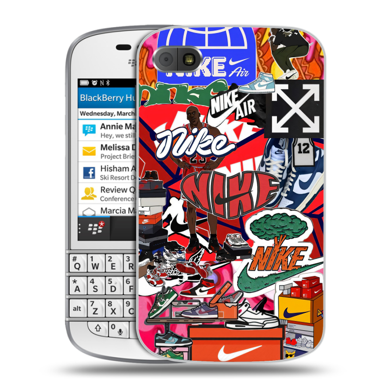 Пластиковый чехол на BlackBerry Q10 с принтом Найк Nike яркий Пластиковый чехол на BlackBerry Q10 с принтом Найк Nike яркий