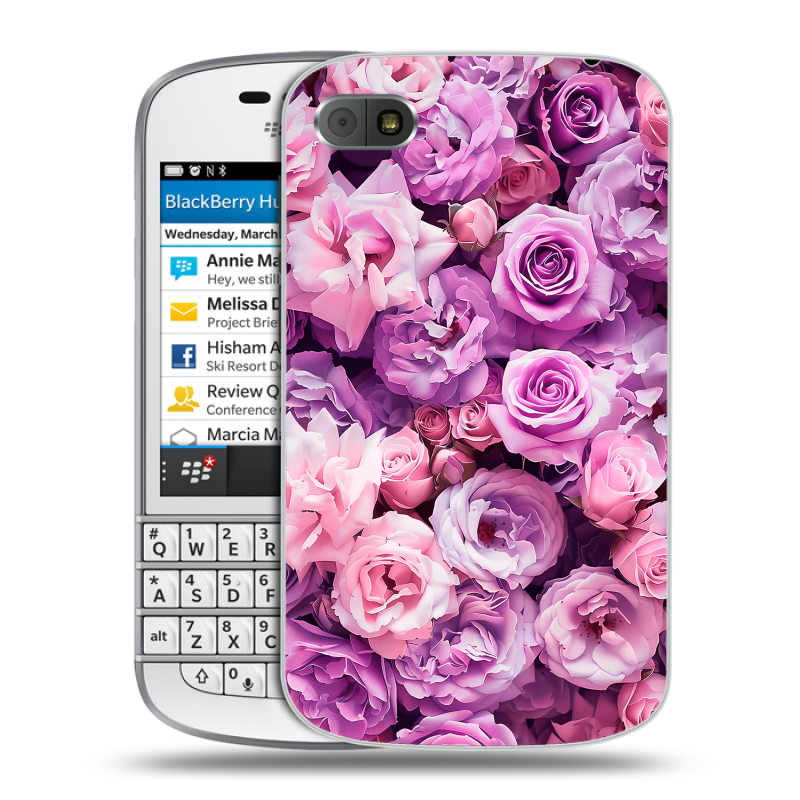 Пластиковый чехол на BlackBerry Q10 с принтом лавандовые розы Пластиковый чехол на BlackBerry Q10 с принтом лавандовые розы