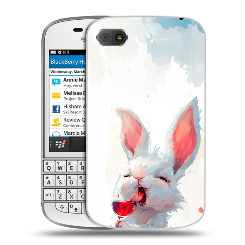 Пластиковый чехол на BlackBerry Q10 с принтом кролик зайчик Пластиковый чехол на BlackBerry Q10 с принтом кролик зайчик