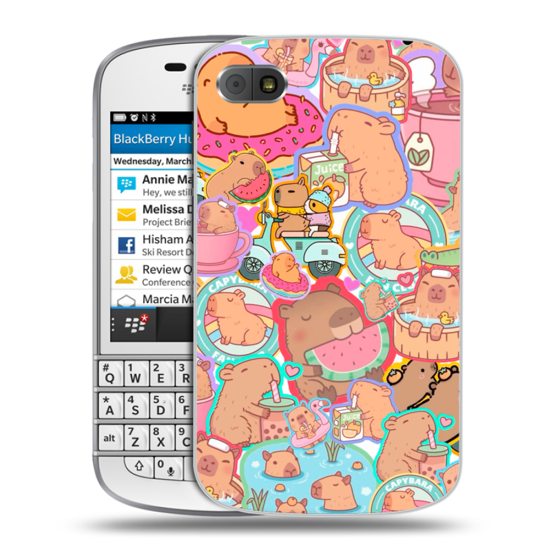 Пластиковый чехол на BlackBerry Q10 с принтом капибары Пластиковый чехол на BlackBerry Q10 с принтом капибары