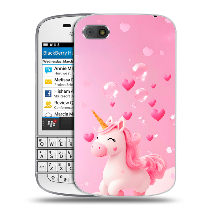 Пластиковый чехол на BlackBerry Q10 с принтом Единорог Пластиковый чехол на BlackBerry Q10 с принтом Единорог