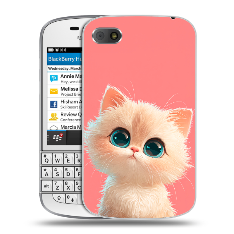 Пластиковый чехол на BlackBerry Q10 с принтом Розовый котенок Пластиковый чехол на BlackBerry Q10 с принтом Розовый котенок