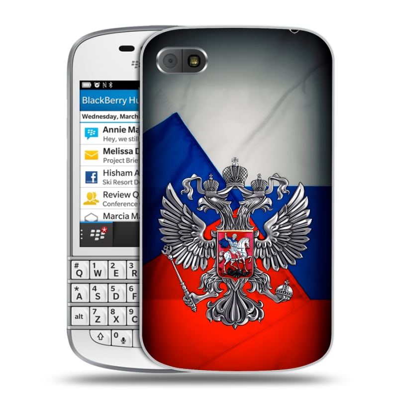 Пластиковый чехол на BlackBerry Q10 с принтом Флаг России Пластиковый чехол на BlackBerry Q10 с принтом Флаг России