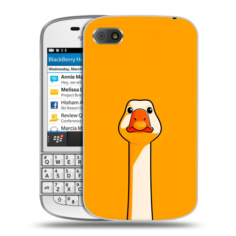 Пластиковый чехол на BlackBerry Q10 с принтом Смешная утка Пластиковый чехол на BlackBerry Q10 с принтом Смешная утка