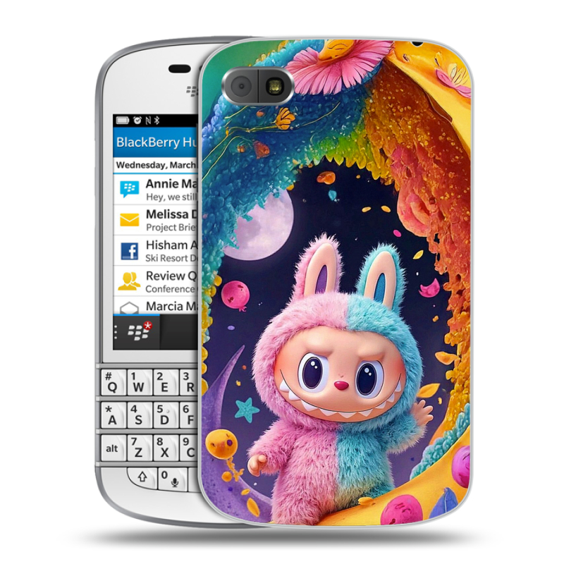 Пластиковый чехол на BlackBerry Q10 с принтом Labubu Лабубу Пластиковый чехол на BlackBerry Q10 с принтом Labubu Лабубу