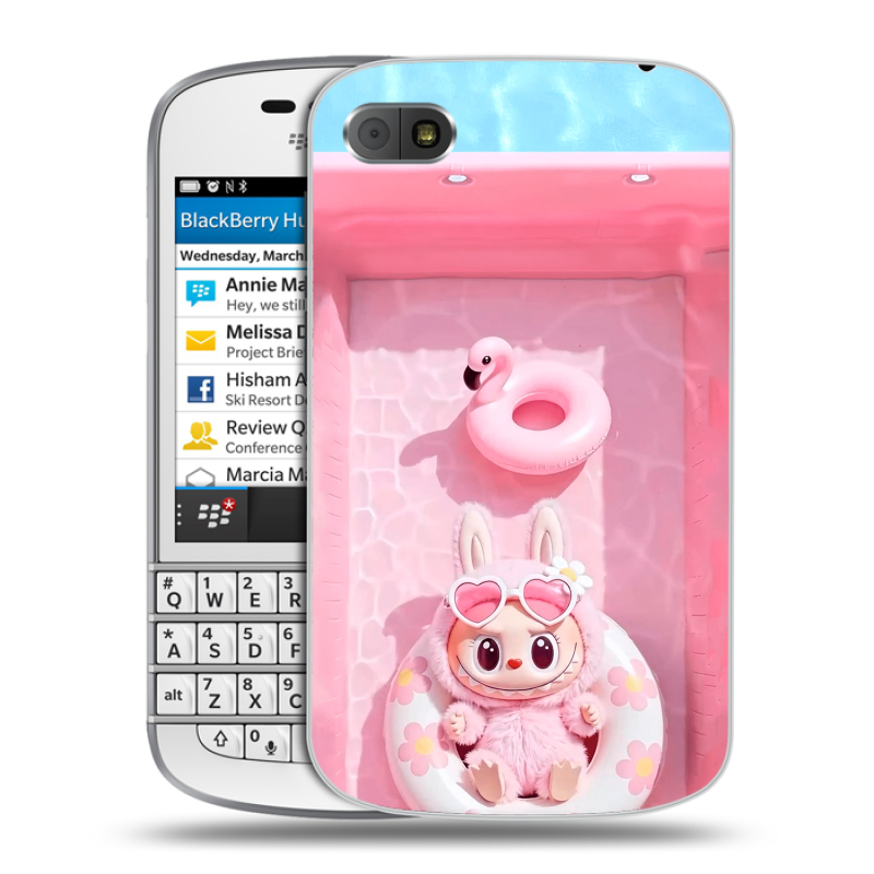Пластиковый чехол на BlackBerry Q10 с принтом Labubu Лабубу Пластиковый чехол на BlackBerry Q10 с принтом Labubu Лабубу