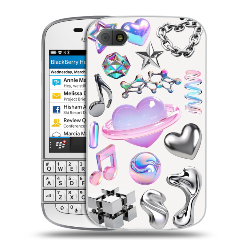 Пластиковый чехол на BlackBerry Q10 с принтом Y2K Пластиковый чехол на BlackBerry Q10 с принтом Y2K