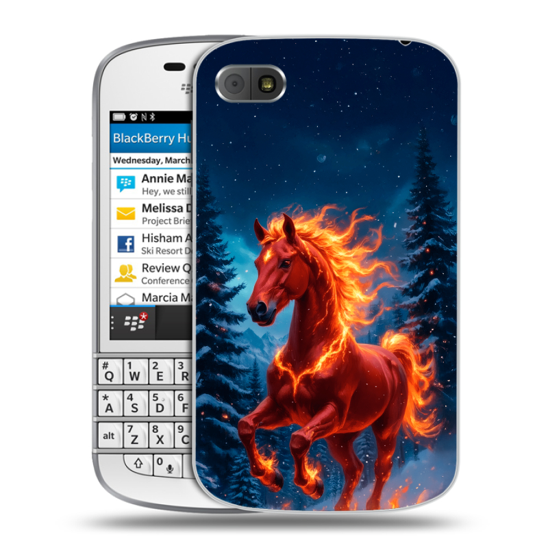 Пластиковый чехол на BlackBerry Q10 с принтом Новый год коня Пластиковый чехол на BlackBerry Q10 с принтом Новый год коня